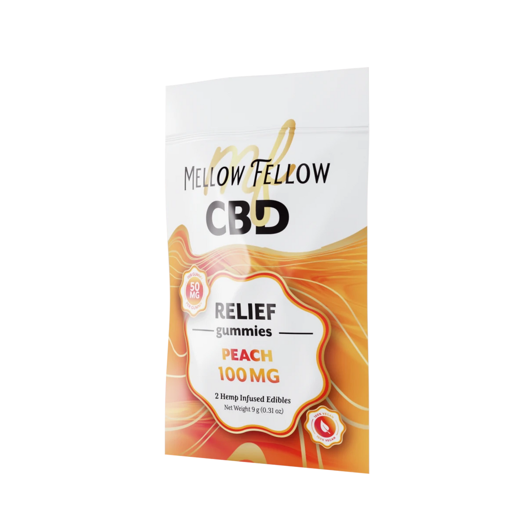 Relief CBD Gummies 100mg - Peach - Mellow Fellow