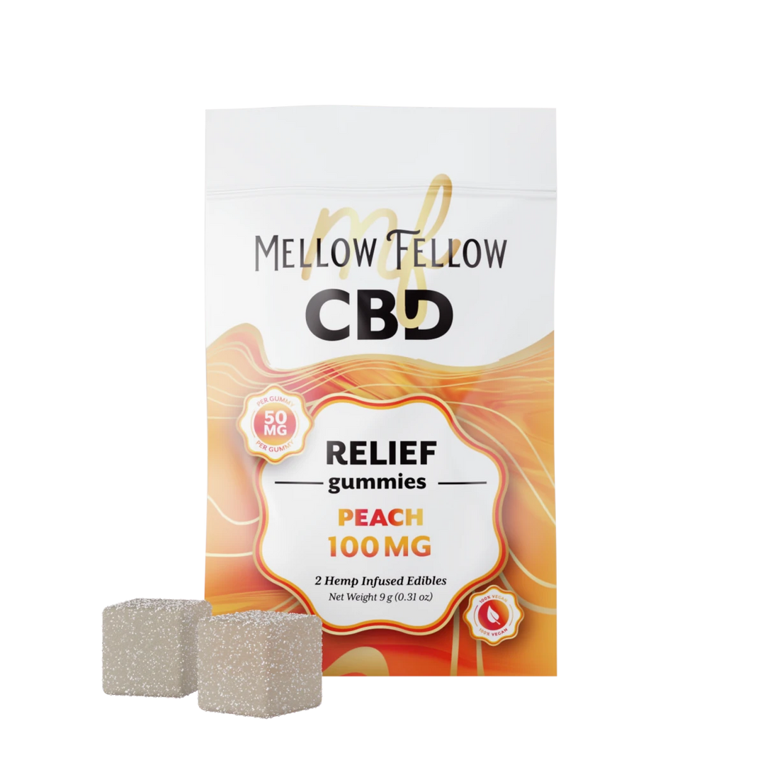 Relief CBD Gummies 100mg - Peach - Mellow Fellow