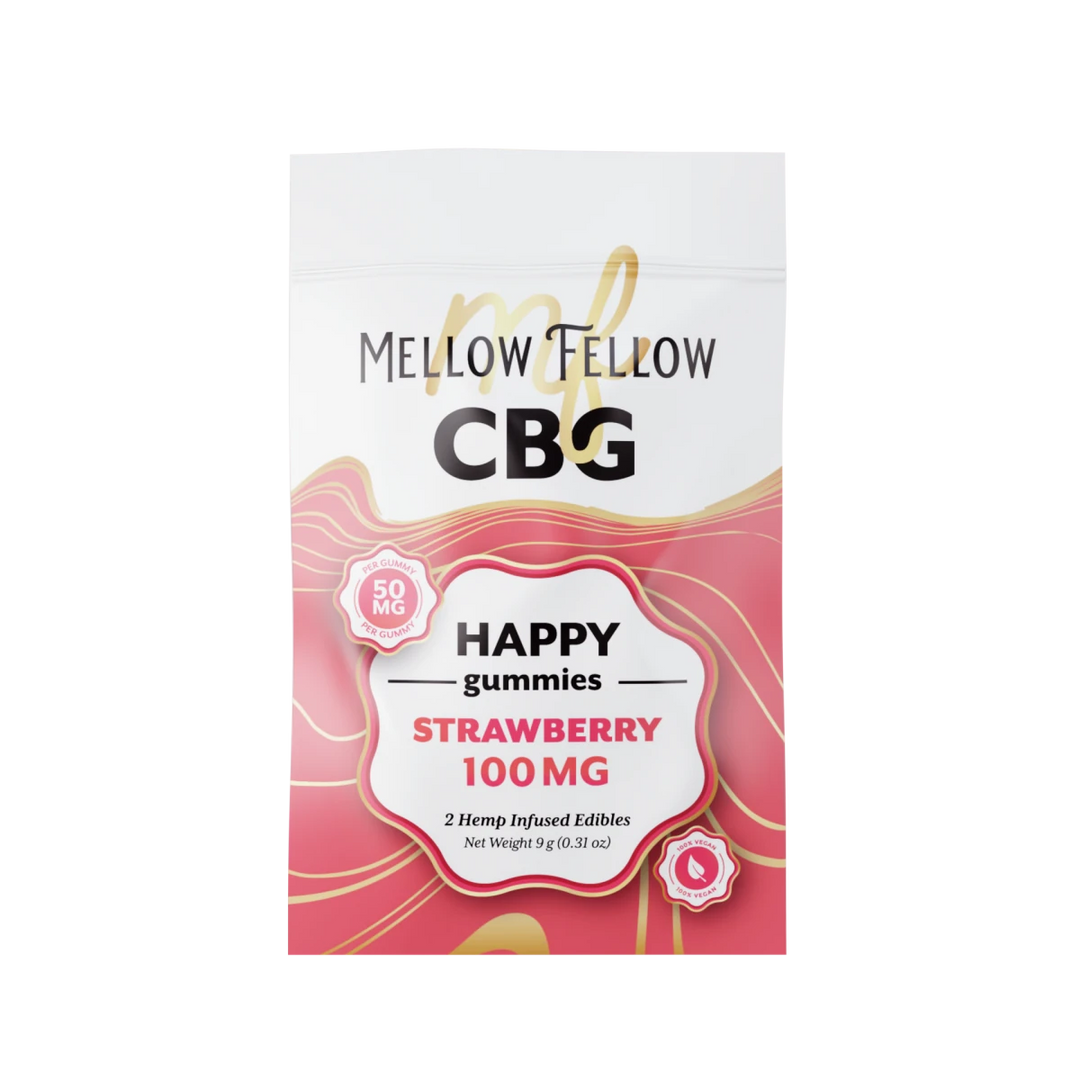 Happy CBG Gummies 100mg - Strawberry - Mellow Fellow