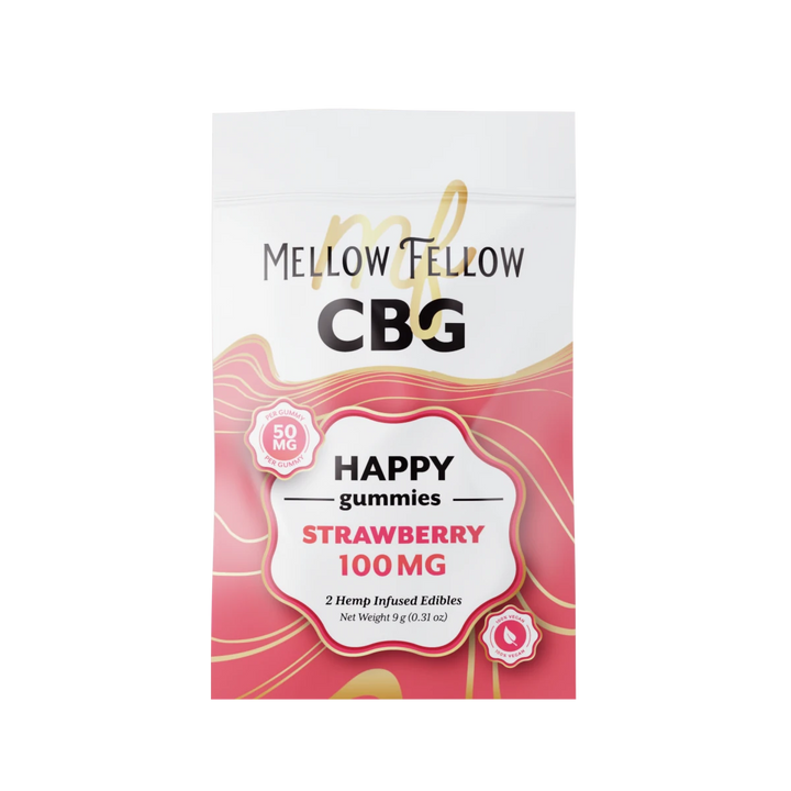 Happy CBG Gummies 100mg - Strawberry - Mellow Fellow