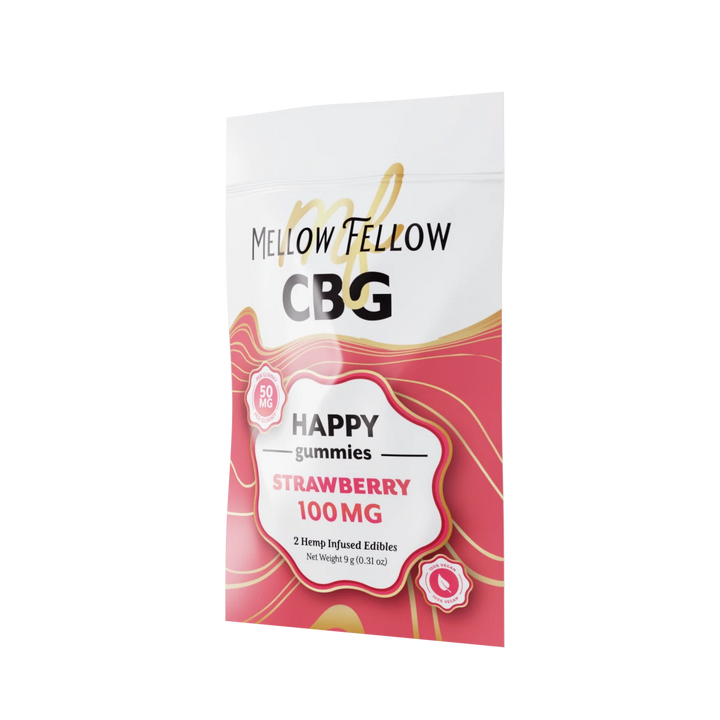 Happy CBG Gummies 100mg - Strawberry - Mellow Fellow