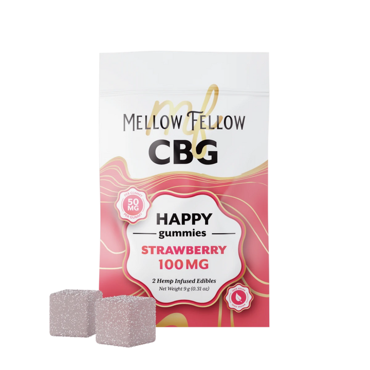 Happy CBG Gummies 100mg - Strawberry - Mellow Fellow