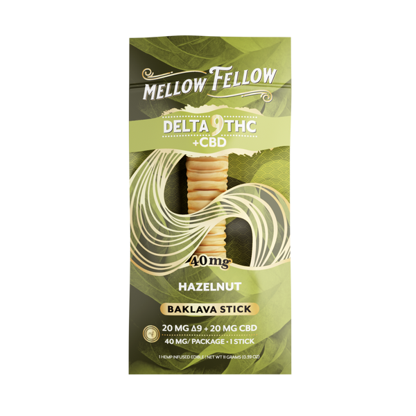 Delta 9 THC + CBD Baklava Sticks - Hazelnut 40mg