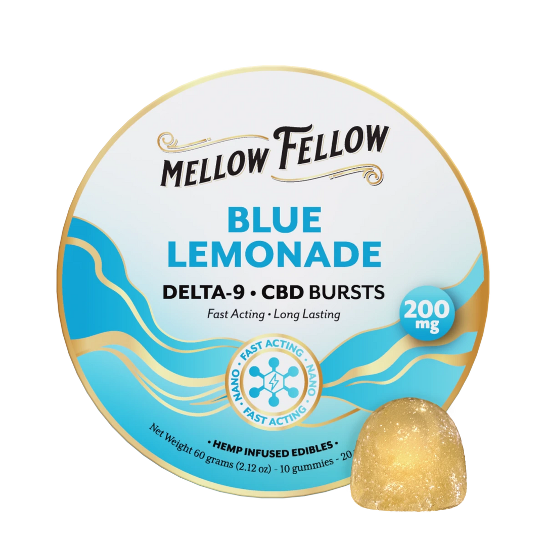 Delta 9 THC CBD Burst Nano Gummies 200mg - Blue Lemonade - Mellow Fellow