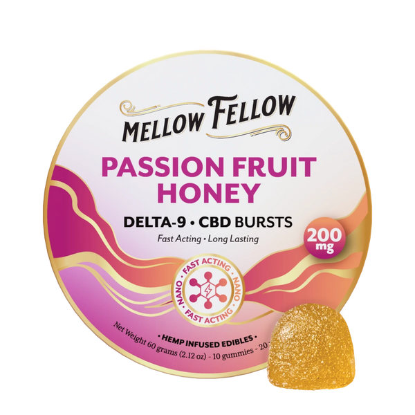 Delta 9 THC CBD Burst Nano Gummies 200mg - Passion Fruit Honey