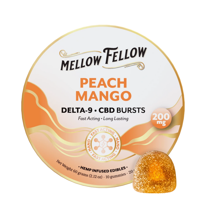 Delta 9 THC CBD Burst Nano Gummies 200mg - Peach Mango - Mellow Fellow