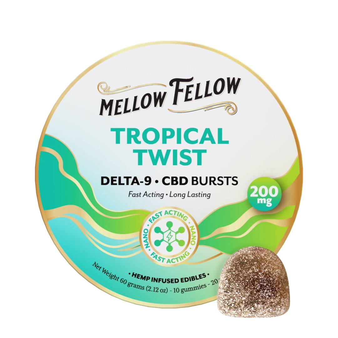 Delta 9 THC CBD Burst Nano Gummies 200mg - Tropical Twist - Mellow Fellow