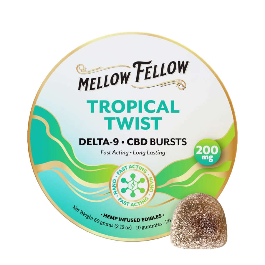 Delta 9 THC CBD Burst Nano Gummies 200mg - Tropical Twist - Mellow Fellow
