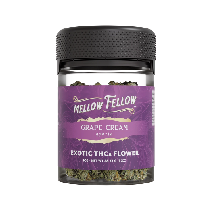 Exotic THCa Flower - 1oz Jars - Grape Cream Cake (Hybrid) - Mellow Fellow