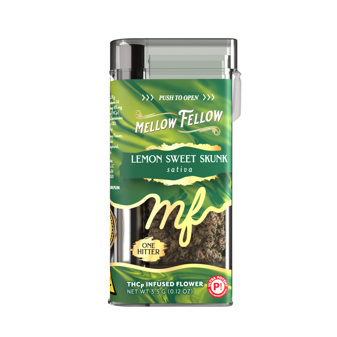 THCp Flower 3.5g Exotic Jar + One Hitter - Lemon Sweet Skunk (Sativa)