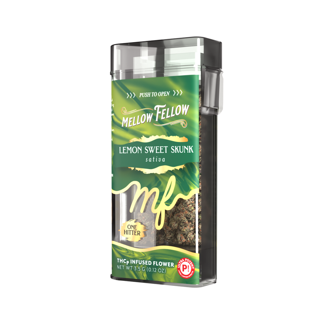 THCp Flower 3.5g Exotic Jar + One Hitter - Lemon Sweet Skunk (Sativa)