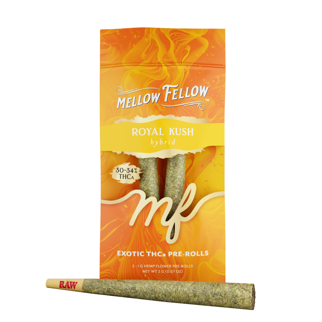 THCa Prerolls - 2 pc 2g Private Reserve Exotic - Royal Kush (Hybrid) - Mellow Fellow