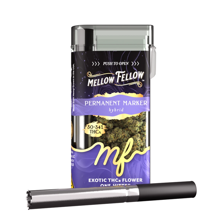 THCa 3.5g Exotic Flower + One Hitter- Permanent Marker (Hybrid) - Mellow Fellow