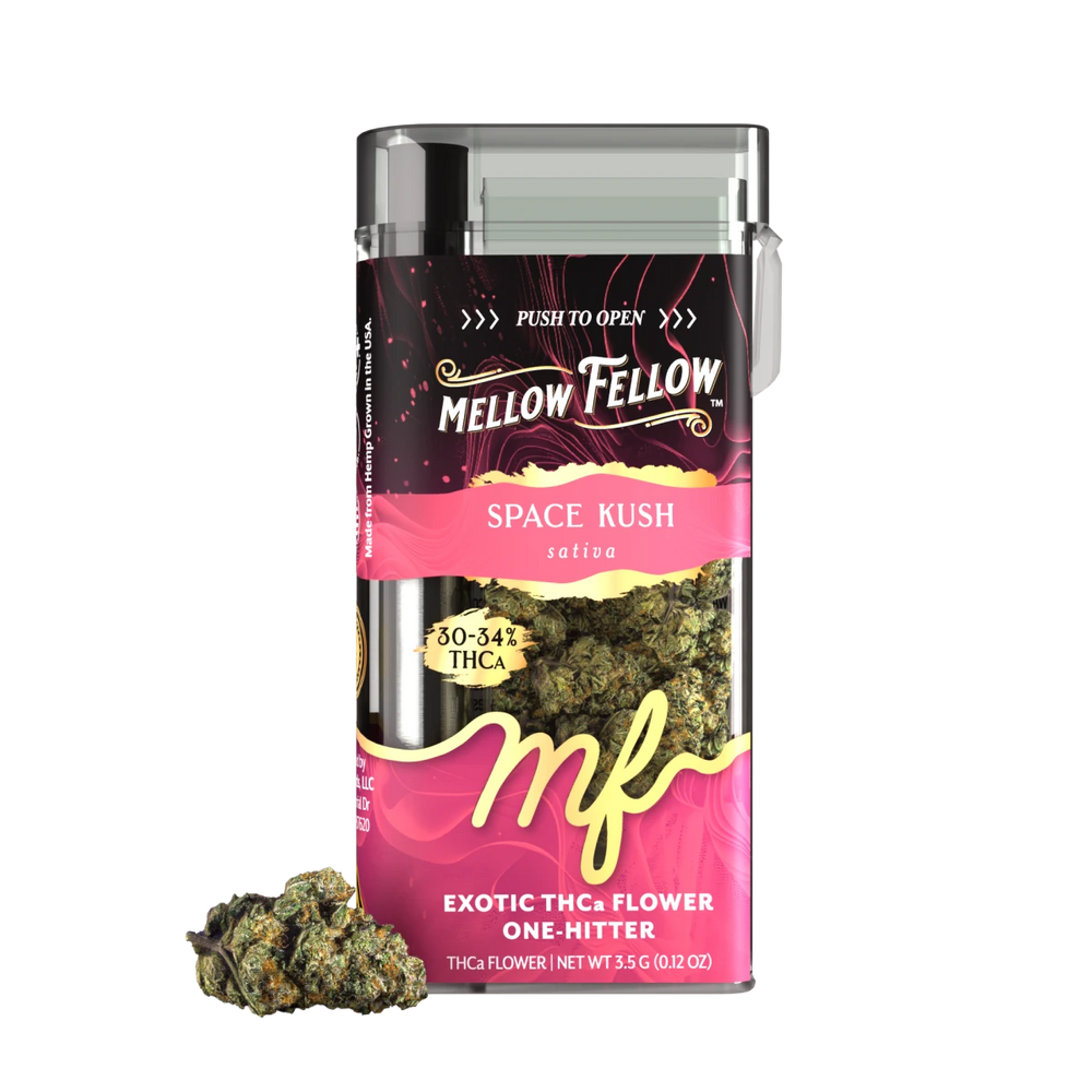 THCa 3.5g Exotic Flower + One Hitter - Space Kush (Sativa) - Mellow Fellow