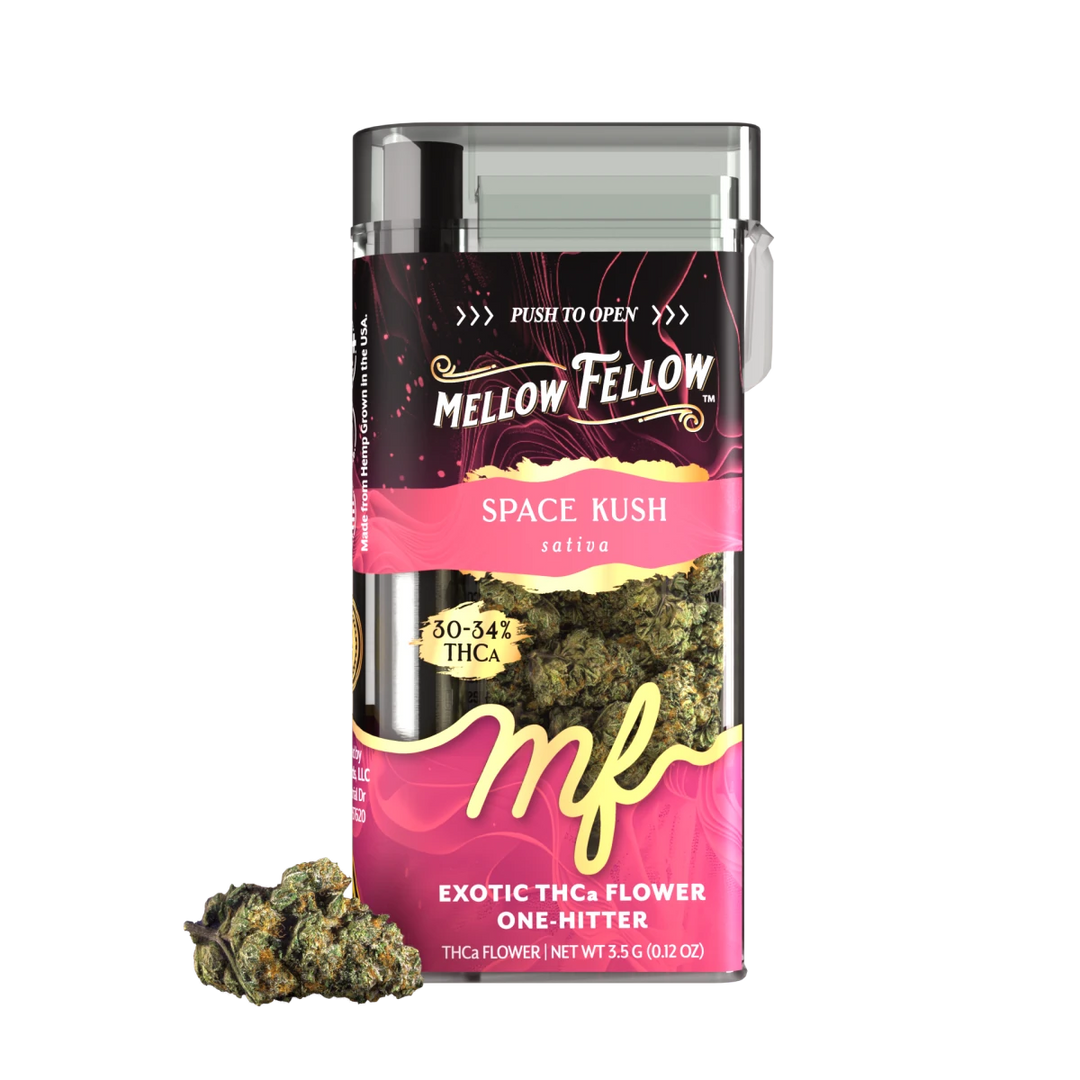 THCa 3.5g Exotic Flower + One Hitter - Space Kush (Sativa) - Mellow Fellow