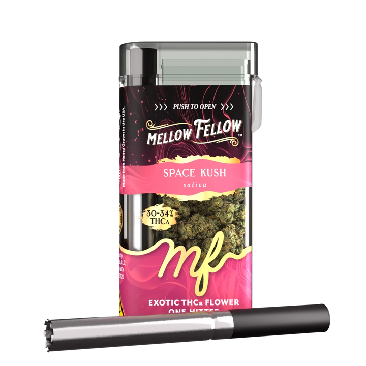 THCa 3.5g Exotic Flower + One Hitter - Space Kush (Sativa) - Mellow Fellow