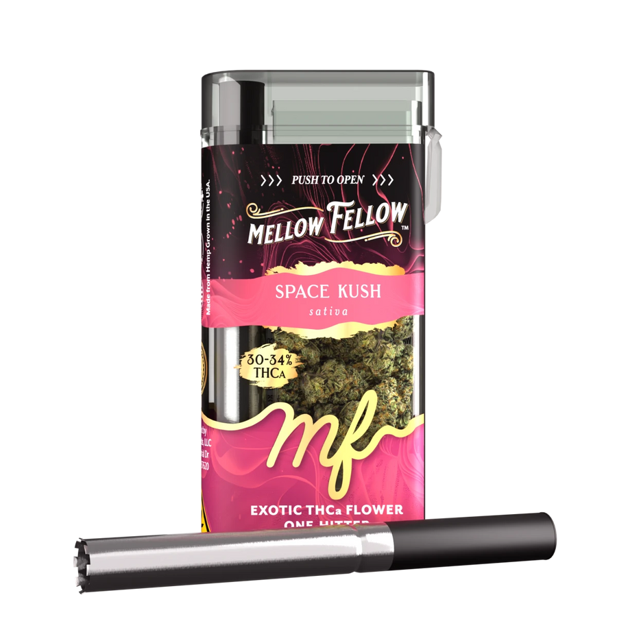 THCa 3.5g Exotic Flower + One Hitter - Space Kush (Sativa) - Mellow Fellow