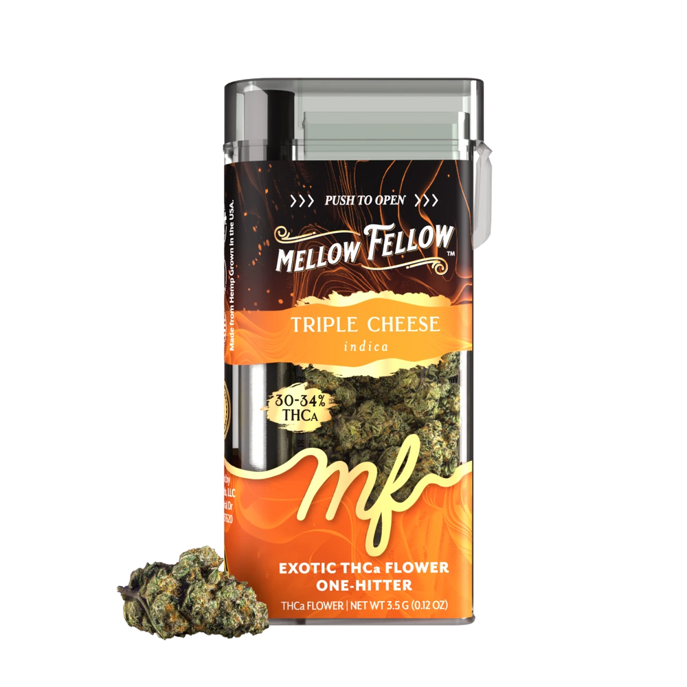 THCa 3.5g Exotic Flower + One Hitter - Triple Cheese (Indica) - Mellow Fellow