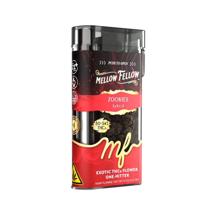 THCa Flower 3.5g Exotic Jar + One Hitter - Zookies (Hybrid) - Mellow Fellow