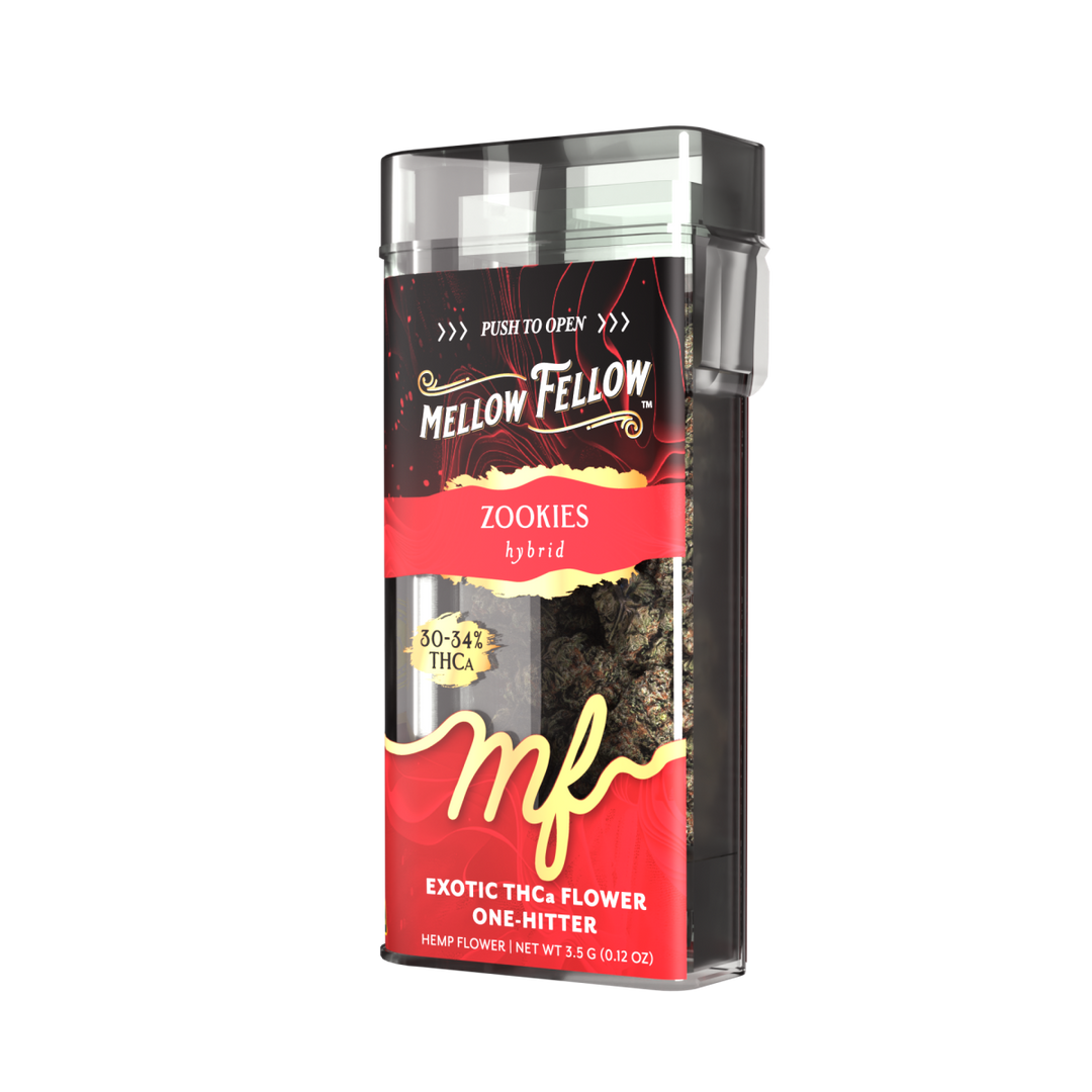 THCa Flower 3.5g Exotic Jar + One Hitter - Zookies (Hybrid) - Mellow Fellow