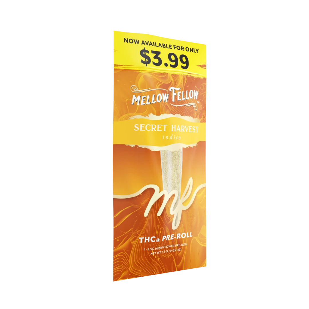 THCa 1g Preroll - Secret Harvest (Indica) - Mellow Fellow