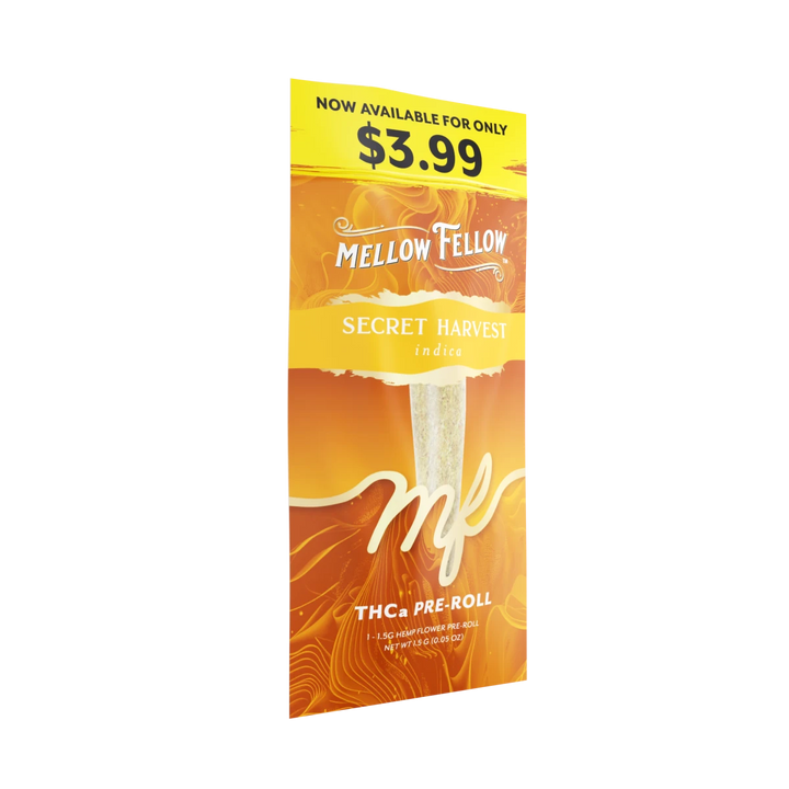 THCa 1g Preroll - Secret Harvest (Indica) - Mellow Fellow