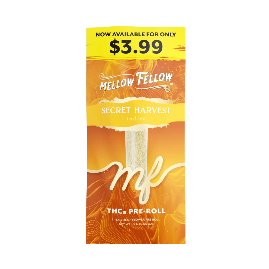 THCa 1g Preroll - Secret Harvest (Indica) - Mellow Fellow