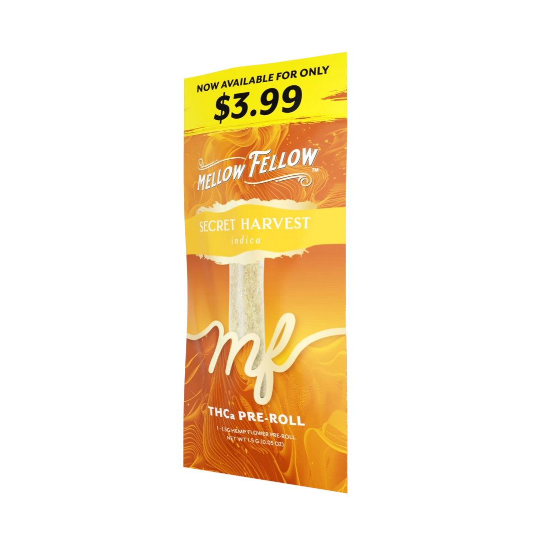 THCa 1g Preroll - Secret Harvest (Indica) - Mellow Fellow
