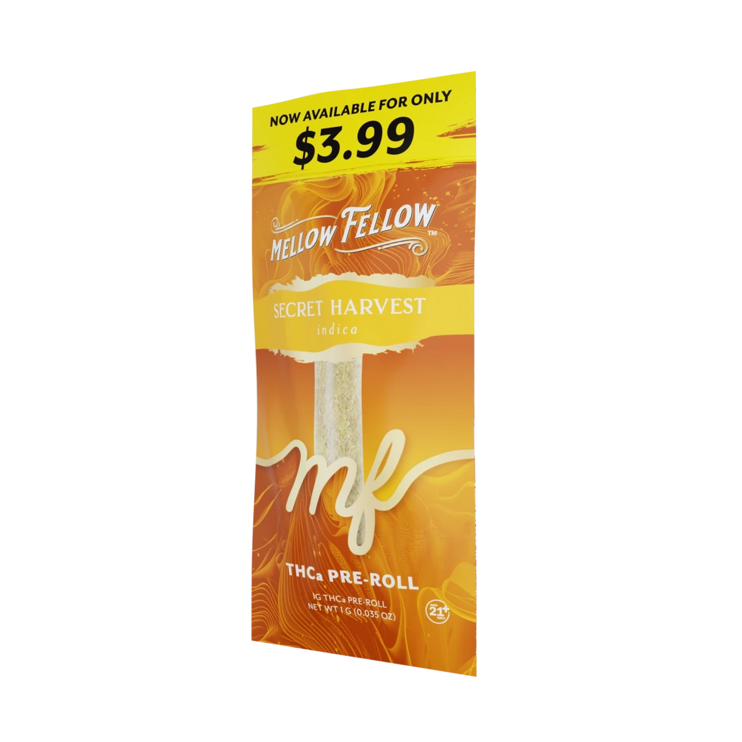 THCa 1g Preroll - Secret Harvest (Indica) - Mellow Fellow