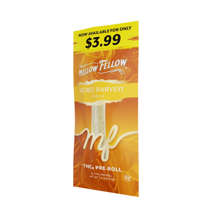 THCa 1g Preroll - Secret Harvest (Indica) - Mellow Fellow