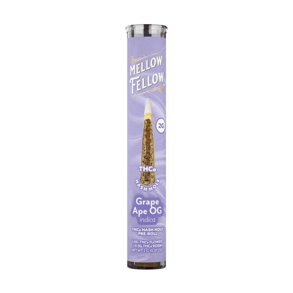 THCa 2g Hash Hole Prerolls - Grape Ape OG (Indica) - Mellow Fellow