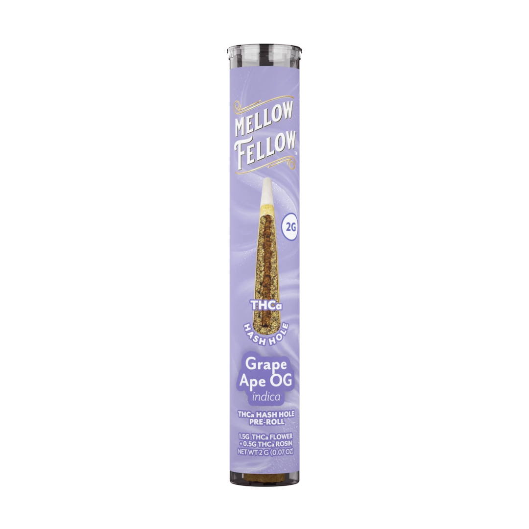 THCa 2g Hash Hole Prerolls - Grape Ape OG (Indica) - Mellow Fellow