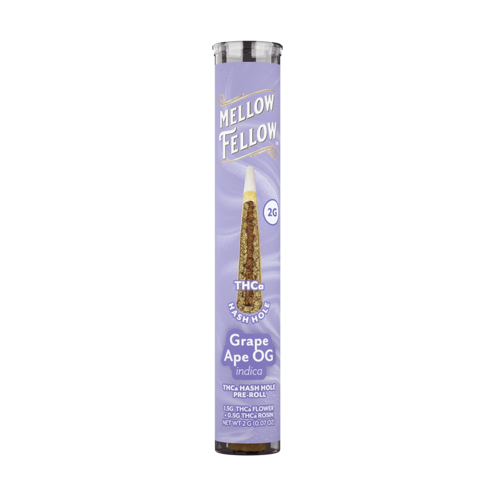 THCa 2g Hash Hole Prerolls - Grape Ape OG (Indica) - Mellow Fellow