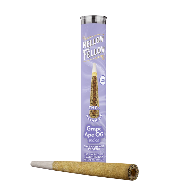 THCa 2g Hash Hole Prerolls - Grape Ape OG (Indica) - Mellow Fellow