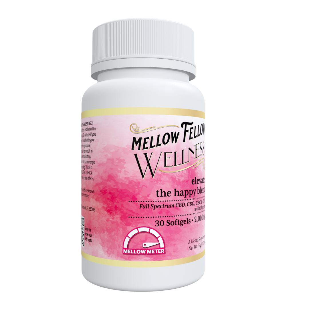 Wellness Softgel Capsules - Elevate: The Happy Blend - 2000mg - 30 ct - Mellow Fellow