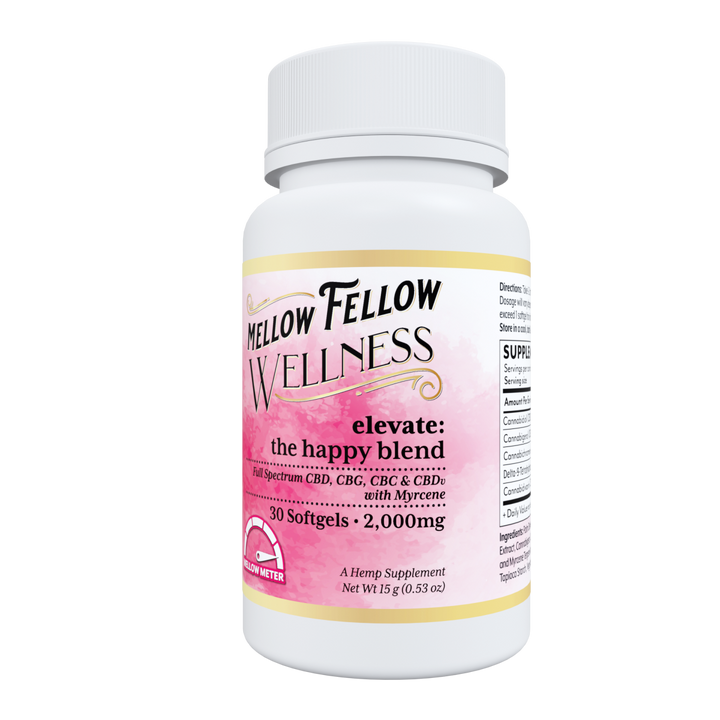 Wellness Softgel Capsules - Elevate: The Happy Blend - 2000mg - 30 ct - Mellow Fellow