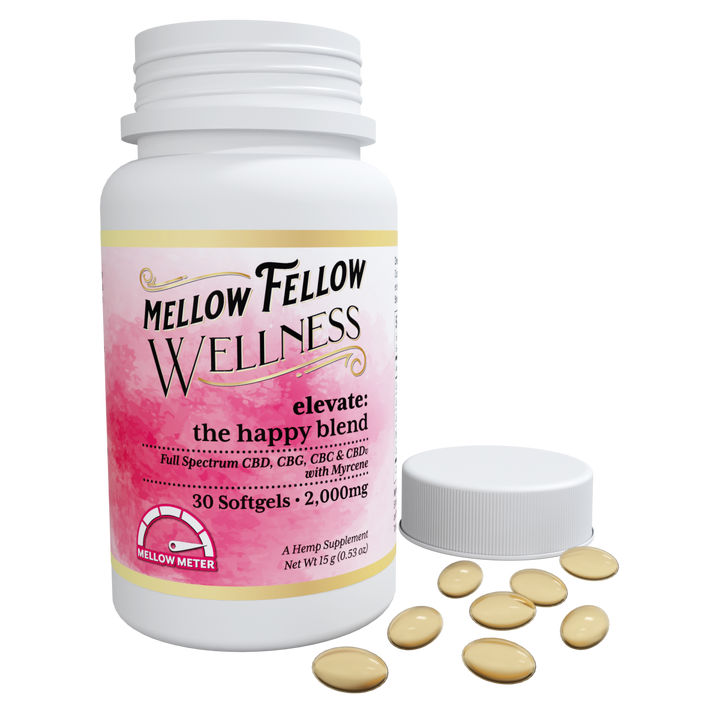 Wellness Softgel Capsules - Elevate: The Happy Blend - 2000mg - 30 ct - Mellow Fellow