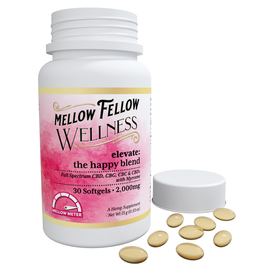 Wellness Softgel Capsules - Elevate: The Happy Blend - 2000mg - 30 ct - Mellow Fellow