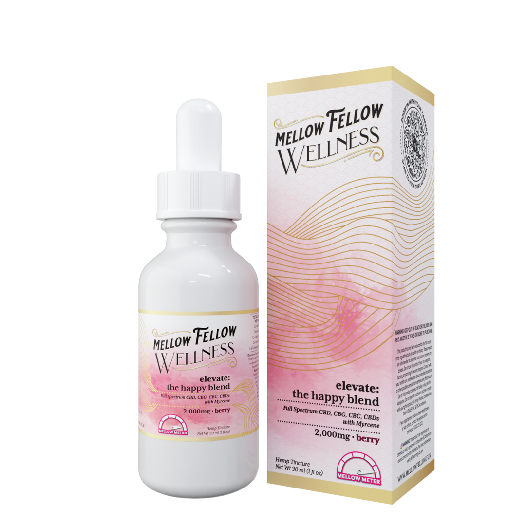 Wellness Tincture - Elevate: The Happy Blend - Berry - 2000mg - Mellow Fellow