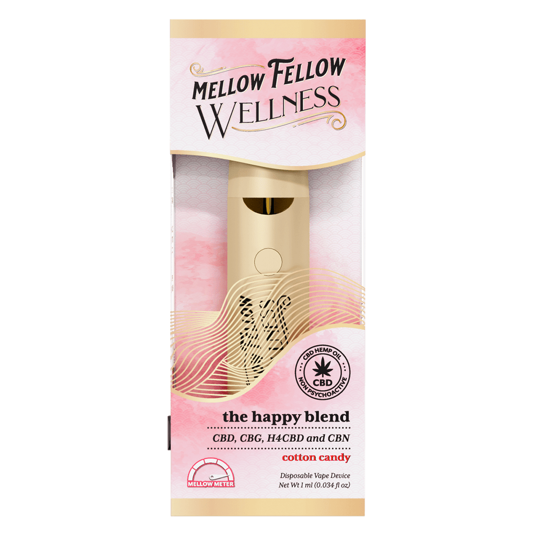 The Happy Blend - 1ml CBD Disposable Vape (Cotton Candy) - Mellow Fellow