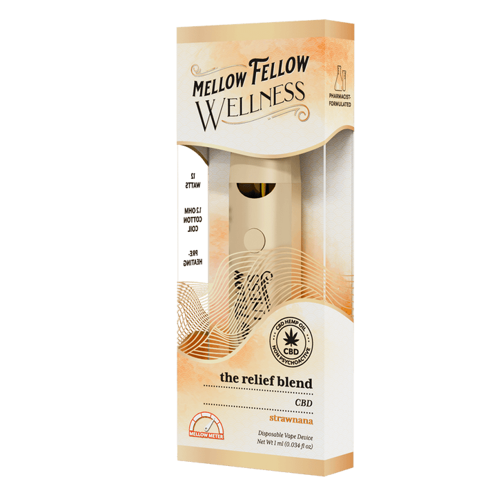 The Relief Blend - 1ml CBD Disposable Vape (Strawnana) - Mellow Fellow