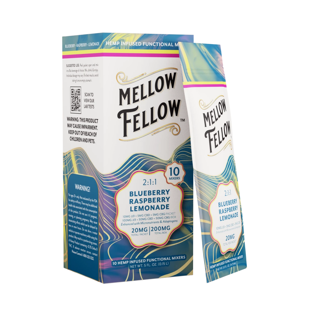 Delta 9 + CBD & CBG Mixers 10pc - Blueberry Raspberry Lemonade - Mellow Fellow
