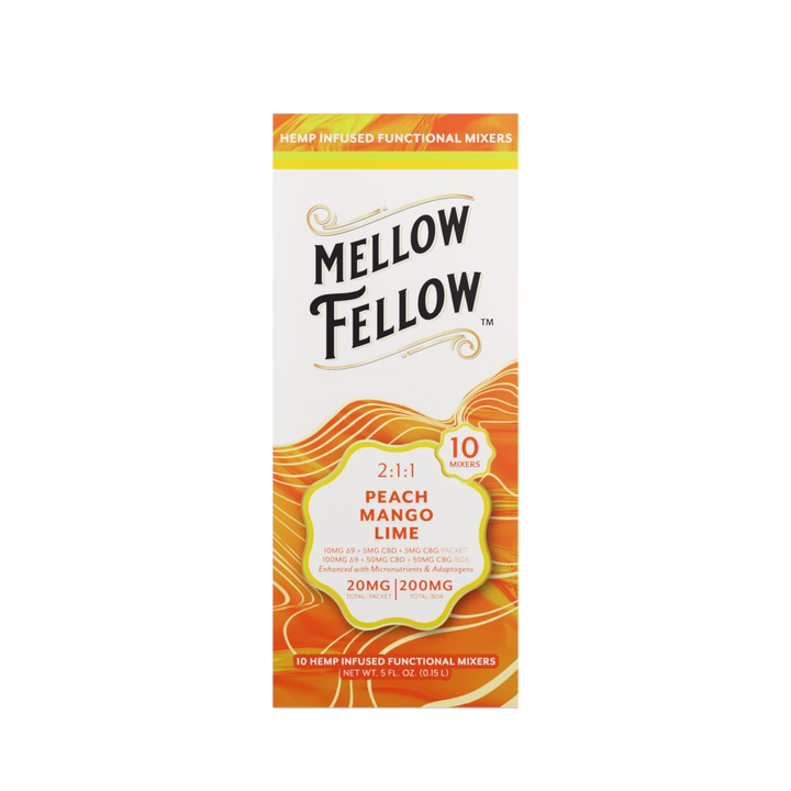 Delta 9 + CBD & CBG Mixers 10pc - Peach Mango Lime - Mellow Fellow