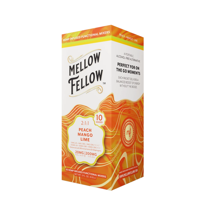 Delta 9 + CBD & CBG Mixers 10pc - Peach Mango Lime - Mellow Fellow