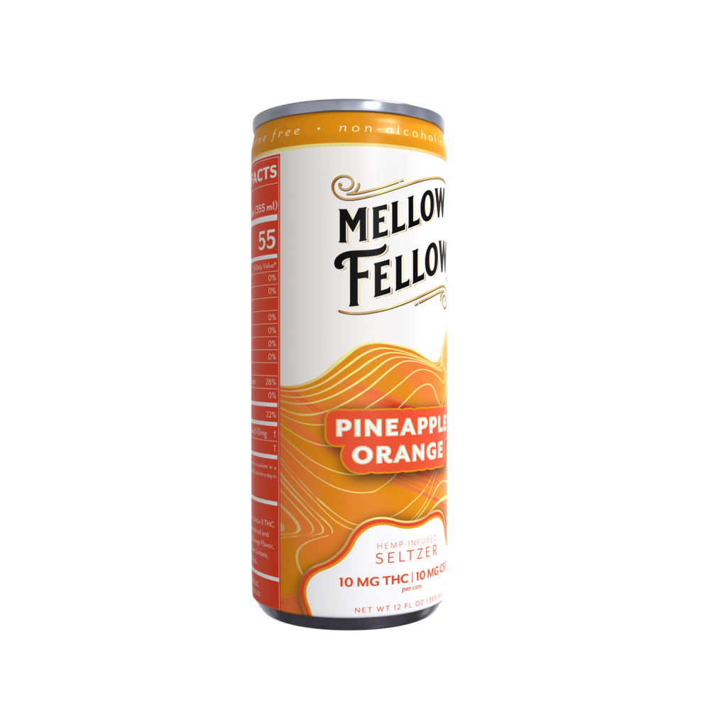 Delta 9 THC + CBD Seltzer Beverage 20MG - Pineapple Orange 4 Pack - Mellow Fellow