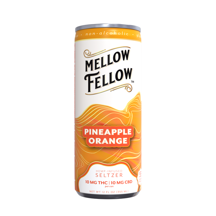 Delta 9 THC + CBD Seltzer Beverage 20MG - Pineapple Orange 4 Pack - Mellow Fellow
