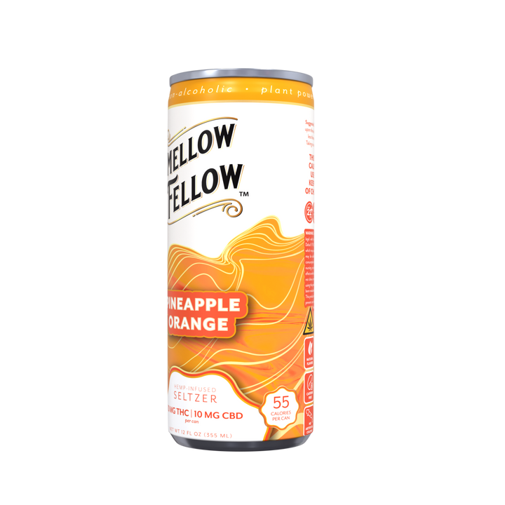 Delta 9 THC + CBD Seltzer Beverage 20MG - Pineapple Orange 4 Pack - Mellow Fellow