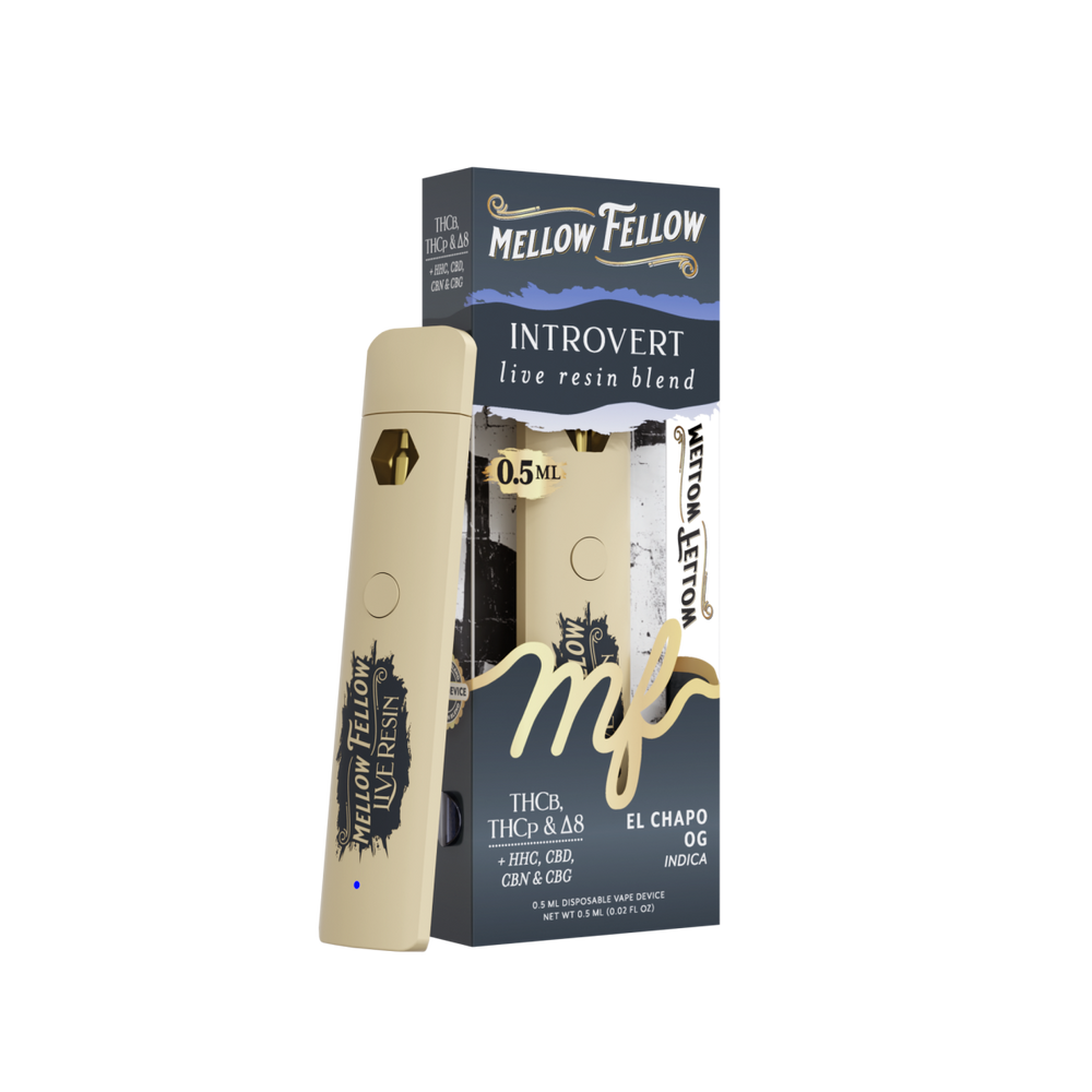 Mellow Fellow vape pen and packaging on a white background