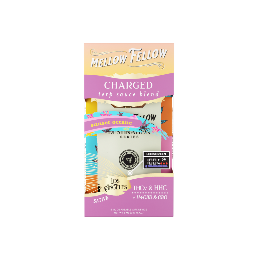 Charged Blend - Terp Sauce 5ml Disposable Vape - Sunset Octane (Sativa - Mellow Fellow Charged Blend - Terp Sauce 5ml Disposable Vape - Sunset Octane (Sativa - Mellow Fellow