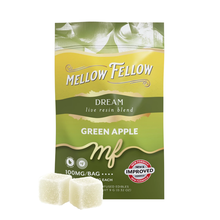 Dream Blend - Live Resin M-Fusions Edibles Sachets - Green Apple 100mg - Mellow Fellow
